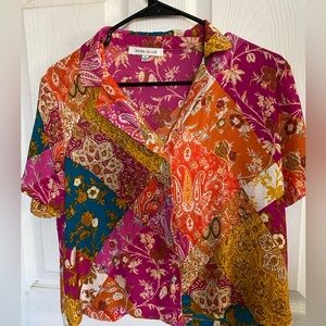 Rose and olive boho blouse